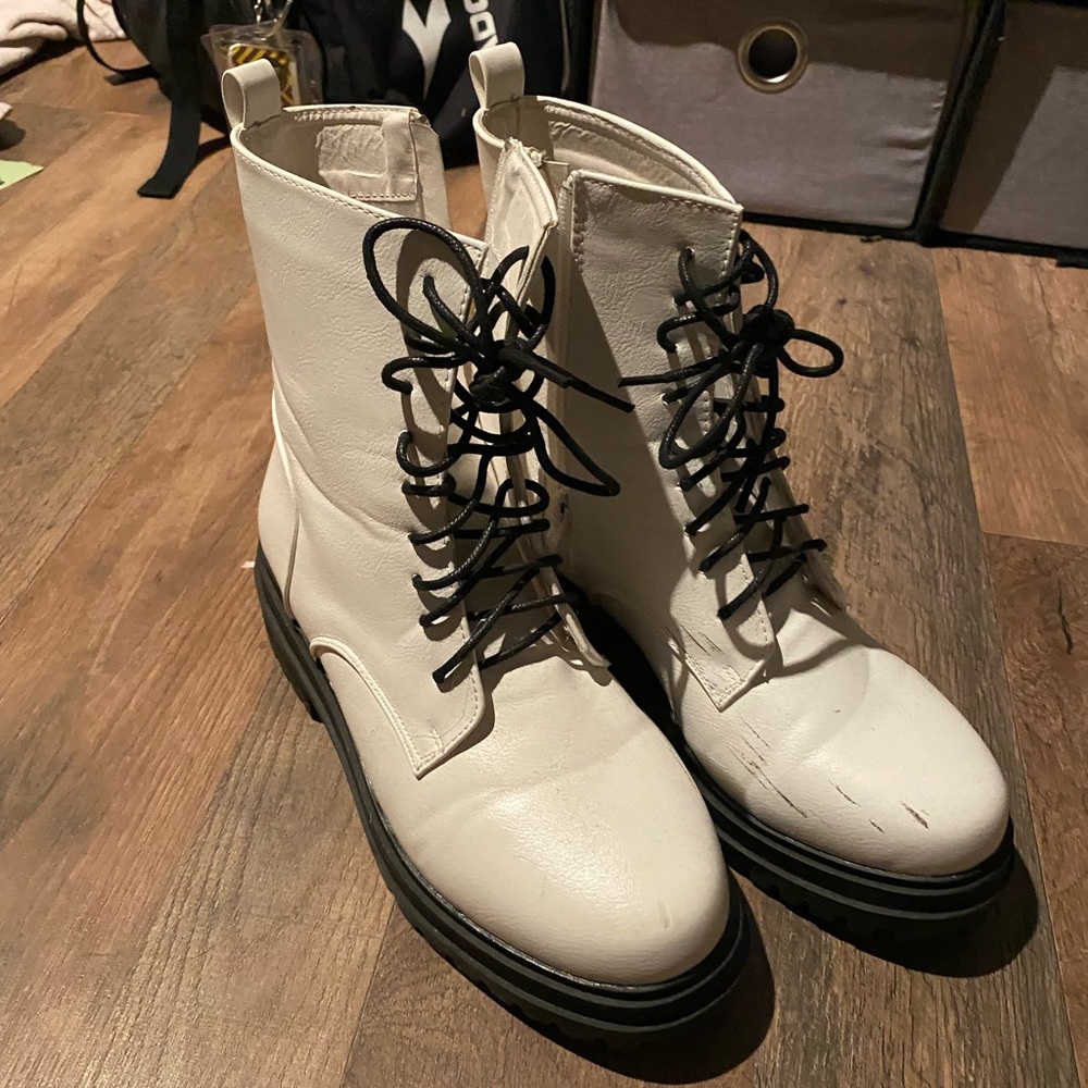 White Combat Boots